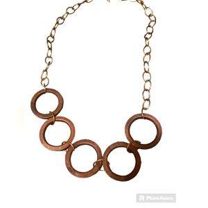 Gold Toned Chain Wooden Link Necklace